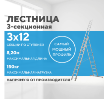 Лестница алюминиевая 3х12 (8,20м)